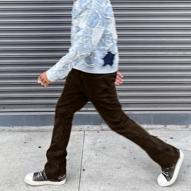 Corduroy Casual Pants Straight Fit Slim Fit Stretch Jeans