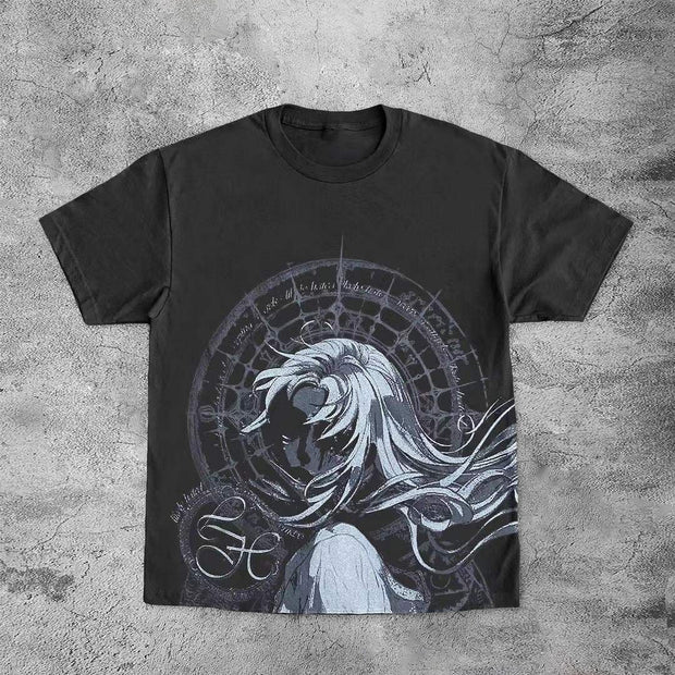 Moonlight girl casual retro street T-shirt