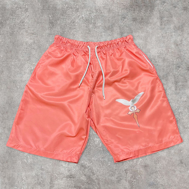 Statement angel print tracksuit shorts