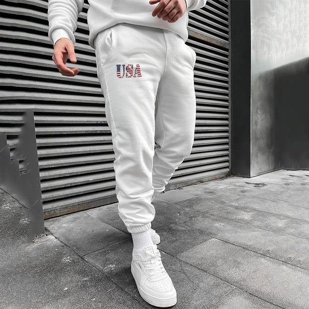Casual Letter Print Belted Pants