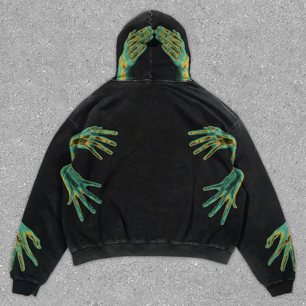 statement street fashion print long-sleeve hoodie