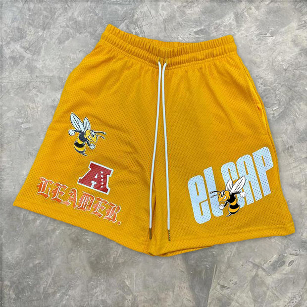 Personalized printed mesh track shorts