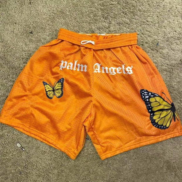 Street style butterfly print sports casual shorts