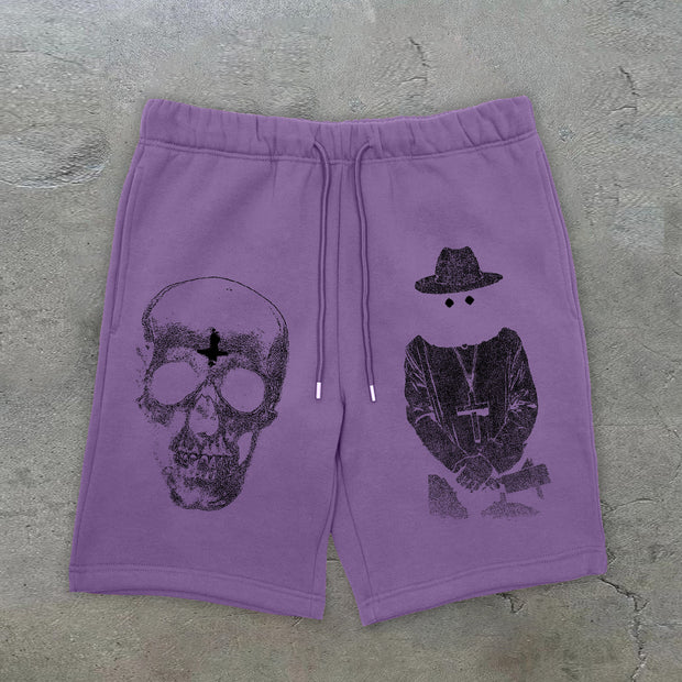 Spoof skulls are retro street shorts