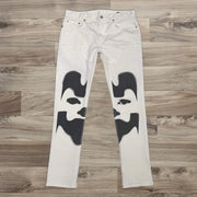 Street dark casual white jeans
