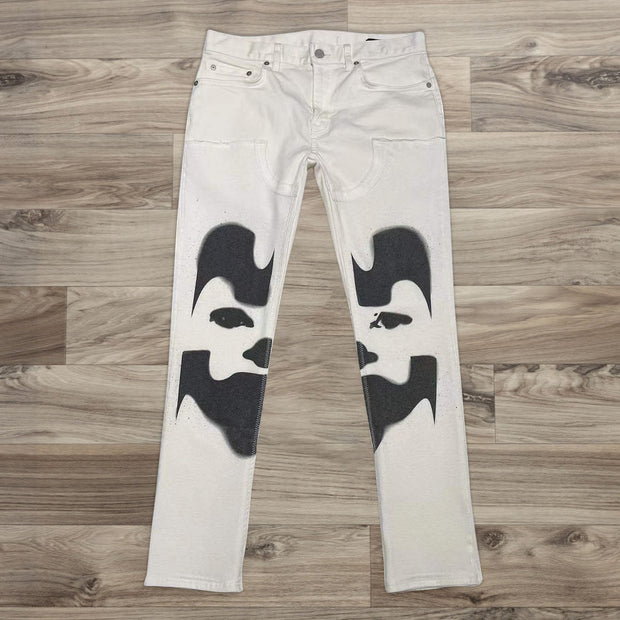 Street dark casual white jeans