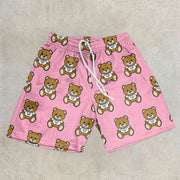 bear design print mesh street shorts