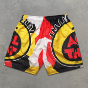 graphic allover elastic shorts