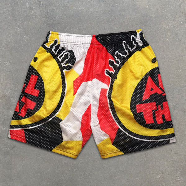 graphic allover elastic shorts