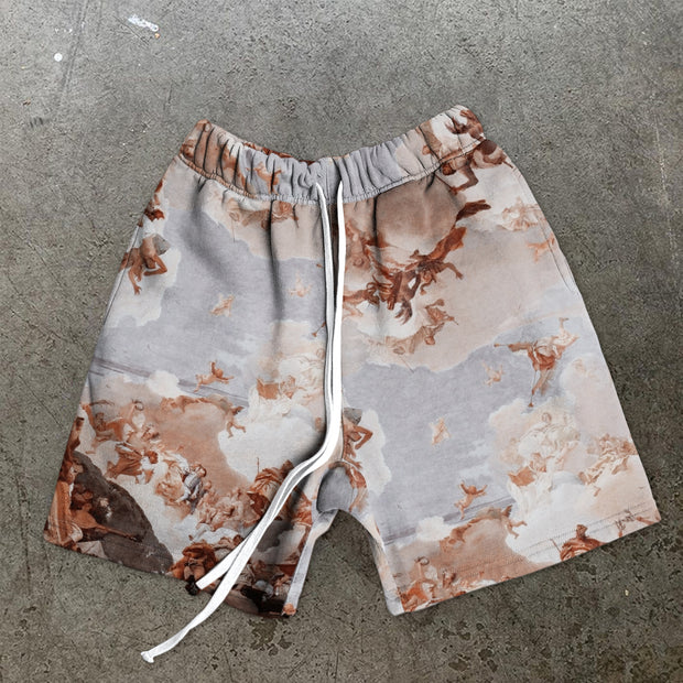 Retro print shorts men