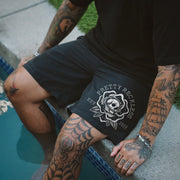 skull print track shorts