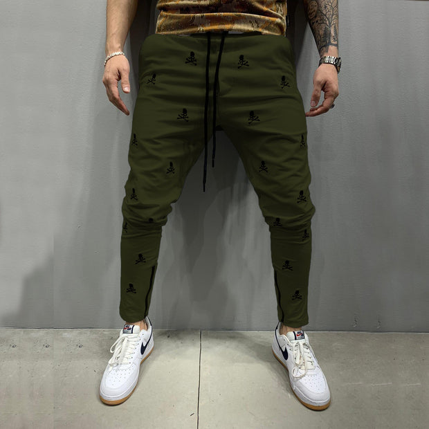 Skull zipper casual running sports fashion pants