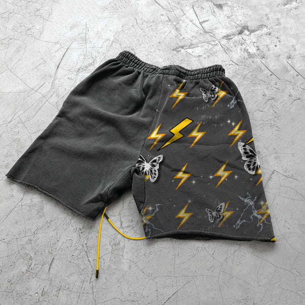 Lightning butterfly print casual hip-hop shorts