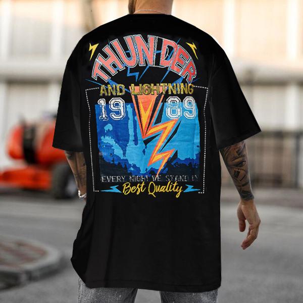 Big Thunder print loose casual short-sleeved T-shirt