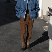 Personalized corduroy retro cross slim trousers