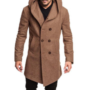 Winter men's hooded woolen jacket