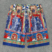 Tide Brand Print Shirt Casual Shorts Set