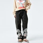 Skull Fashion Print Straight Hip Hop Jeans