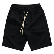 Knit Loose Cropped Pants Drawstring Large Pocket Athleisure Shorts