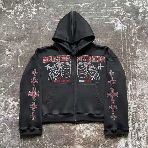 Cross demon contract casual street hoodie