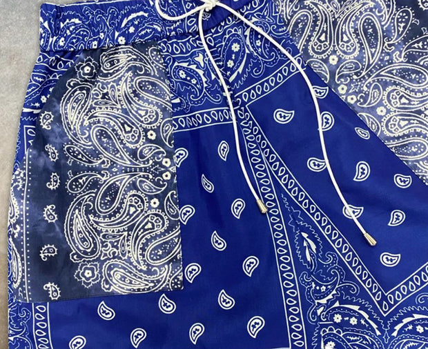 Blue bandana print shorts
