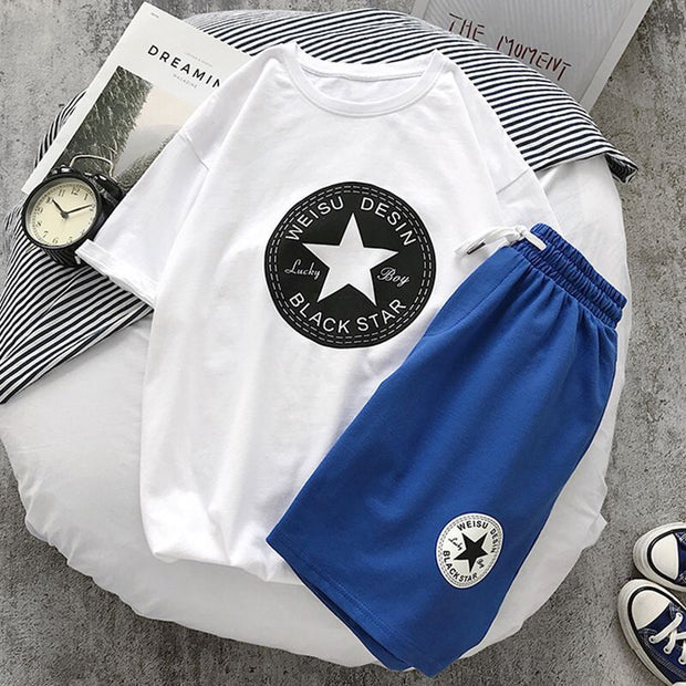 Sports suit Hong Kong style loose short-sleeved t-shirt trendy shorts