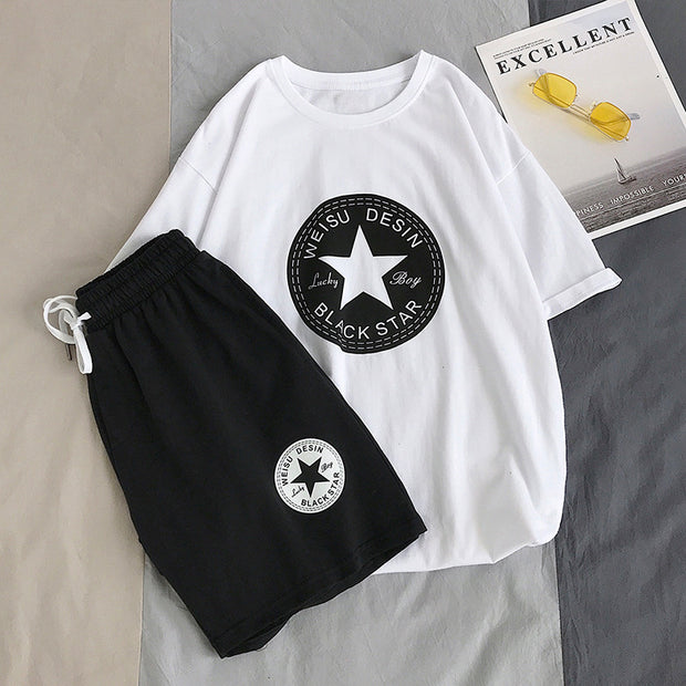 Sports suit Hong Kong style loose short-sleeved t-shirt trendy shorts