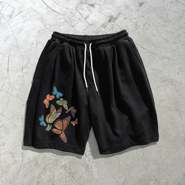 Outdoor sports leisure butterfly retro print shorts