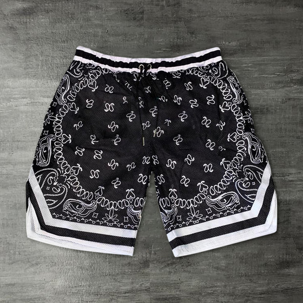 Street style cashew flower print beach shorts