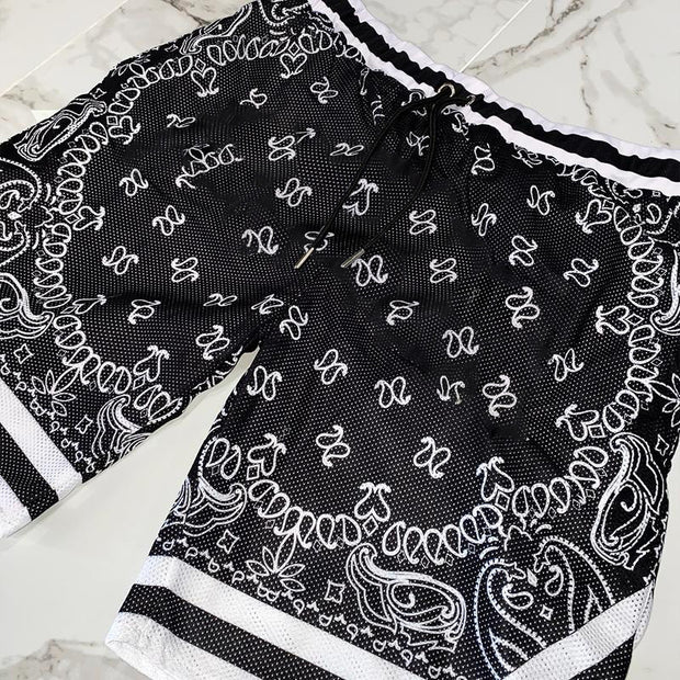 Street style cashew flower print beach shorts