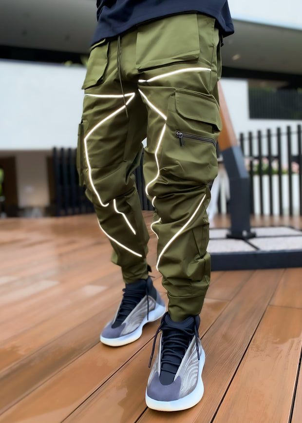 Men's sports casual reflective overalls trousers