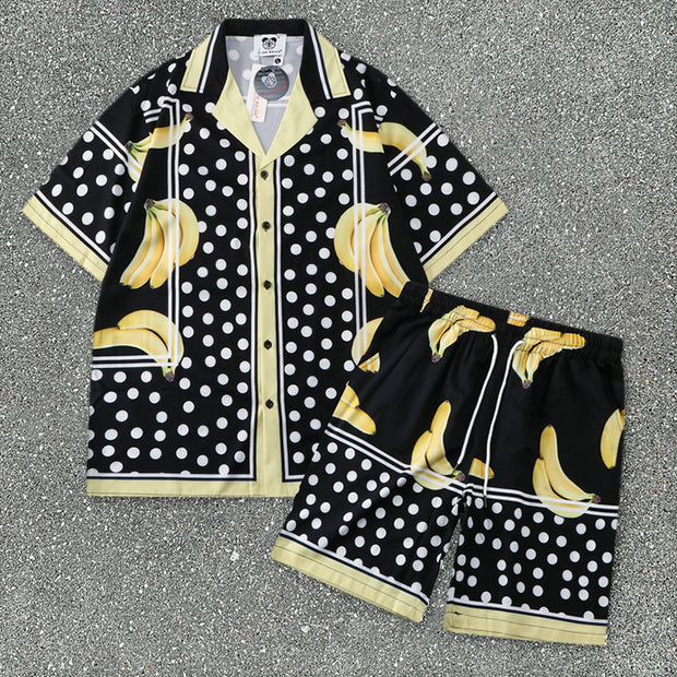 Casual Beach Trend Brand Loose Short Sleeve Shirt Shorts Suit