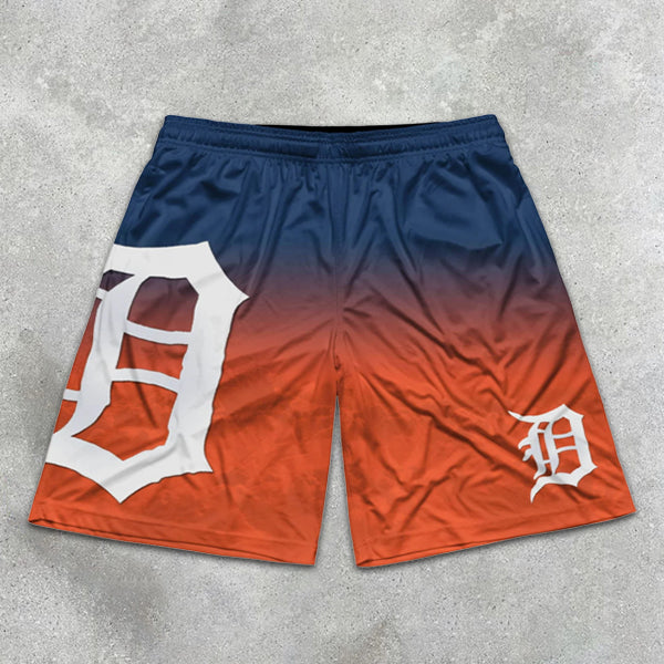 D graphic print gradient elastic shorts