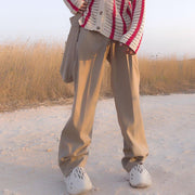 Khaki Fashion Street Trend Straight Loose Wide Leg Pants