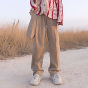 Khaki Fashion Street Trend Straight Loose Wide Leg Pants