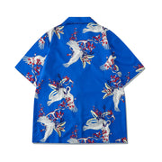 Seaside Beach Casual Crane Short Sleeve Shorts Suit
