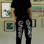 Casual style illustration snake print fashion jeans