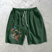 Outdoor sports leisure butterfly retro print shorts