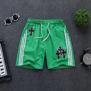 Sporty style bar cross-print casual shorts