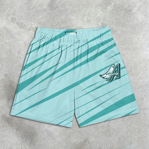 graphic print elastic shorts