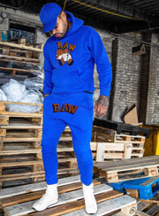 Cartoon print hooded sweatshirt and pants suit