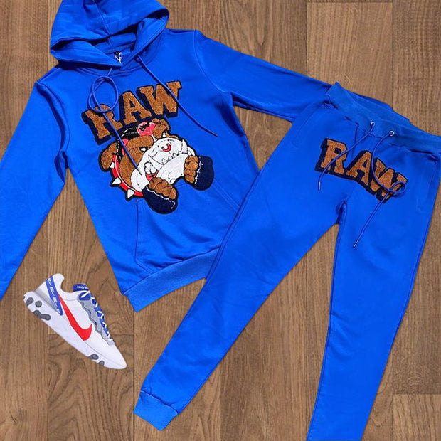 Cartoon print hooded sweatshirt and pants suit