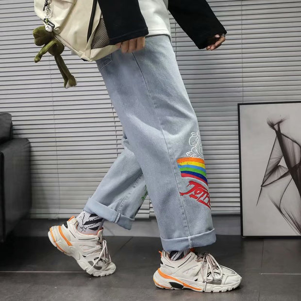 Loose straight hip hop casual cropped pants