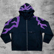 Skull personality loose edge pattern graffiti loose street zipper hoodie