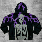 Skull personality loose edge pattern graffiti loose street zipper hoodie