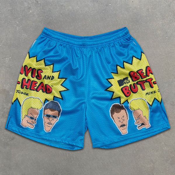 cartoon character graphic print elastic shorts