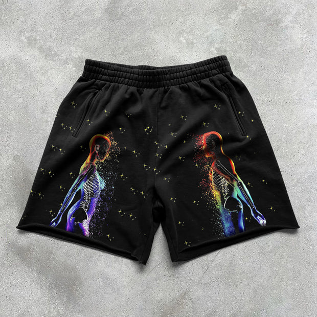 Two Ways Fashion Print Hip Hop Casual Shorts