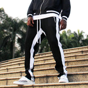 Multi-pocket zipper contrast stitching sports trousers