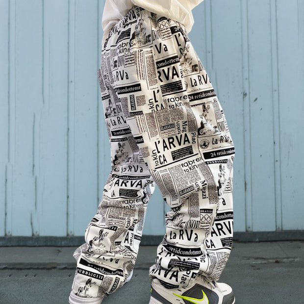 Personalized newspaper print street trousers