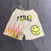 Flame smile casual sports shorts